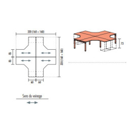 Bench 4 postes ROCK 4 avec 4 Caissons et 4 écrans en mélaminé